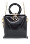 Black Patent Leather Ring Handled Chain Hand and Shoulder Women's Bag - 2