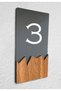 Vertical Plexi Wood Detailed Uv Printed Apartment Apartment Hotel Office Door Number - Door No:3 - 2