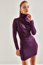 Women's Plum Front Gathered Viscose Dress 60111007 - 7