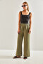 Women's Green Elastic Waist Trousers 60111003 - 4