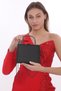 Women's Black Color Silvery Evening Dress Clutch Portfolio Bag - 6
