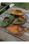 Decorative Walnut Leaf Figured Tea Coffee Cup Set in Green, Yellow and Coffee Colors for 4 People - 3