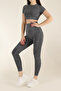 Short Sleeve Melange Sports Tights Set - 6