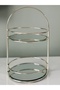 منظم مطبخ معدني لمكياج الحمام بطبقتين مع تفاصيل مرآة - 3