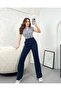 Women's Stretch Fabric Hook-and-Loop Waist Closure Palazzo Pants - 2