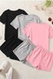 Children's Printed Bottom-Top Set Cotton 3-Piece Shorts T-Shirt Set - 2