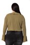 Plus Size Collar and Sleeve Ruffle Detailed Tied Khaki Bolero - 3