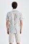 Modern Fit Printed Short Sleeve 100% Cotton Shirt Y3260az22hs - 8
