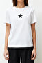 Beyaz %100 Pamuk Yıldız Baskılı Regular/Normal Kalıp Bisiklet Yaka Örme T-Shirt TWOSS24TS00095 - 5