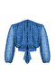 Blue Floral Stand Collar Crop Woven Blouse Twoss23Bz00397 - 8