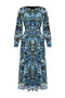 Black Blue Floral Belt Detailed Woven Dress TCTSS24EB00045 - 7