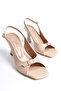 Lady Women's Thin Heel Buckle Open Back Blunt Toe Classic Heeled Shoes