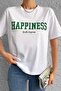 تيشيرت بتصميم مطبوع عليه Happiness للجنسين - 3