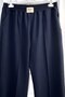 Asrın Crest Detailed Full Stretchy Elastic Waist Wide Leg Trousers - Navy Blue - 5