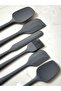 Set of 6 Gray Spatulas Fireproof Non-Stick Kitchen Pastry Silicone Egg Brush Spoon Knife - 3