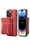 Apple iPhone 13 Pro Max Compatible Leather Phone Case with Detachable Wallet Red