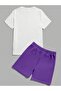 Children's Teddy Bear Printed Top and Bottom Set Cotton Shorts T-Shirt Set - 2