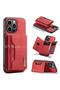 Apple iPhone 13 Pro Max Compatible Leather Phone Case with Detachable Wallet Red - 8