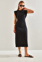 Women's Black Basic Bat Sleeve Dress 60111055 - 5
