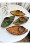 Decorative Walnut Leaf Figured Tea Coffee Cup Set in Green, Yellow and Coffee Colors for 4 People - 6