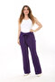 Women's Plus Size Purple Side Pocket Belted Waist Lycra Classic Pants 65N37568