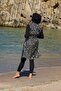 Striped Pattern Gilet Tights Full Covered Hijab Swimsuit 2346 - 5