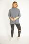 Women's Large Size Navy Blue Stand-Up Collar Striped Capri Sleeve Tunic 65n35063 - 6