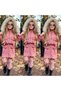 Girl's Plug-in Artificial Fur Hooded Coat Jacket and Skirt Winter Seasonal Holiday Combination Set - 7