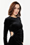Waist Detailed Mini Velvet Dress - 5