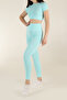 Short Sleeve Melange Sports Tights Set - 3