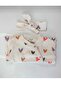 Baby Girl Heart Patterned 100% Organic Cotton Fabric Jumpsuit & Bandana - 3