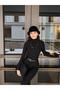 Women's Dark Black Gather Detailed Stand Collar Sandy Blouse
