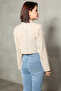 Women's Single Button Ornamental Pocket Detailed Mini Jacket - 3