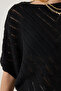 Woman's Black Scrolled Bat Knit Blouse YU00013 - 4