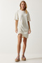 Women's Cream Gathered Mini Knitted Dress NV00065