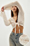 Ecru Textured Fitted/Fitted Fit Flexible Knitted Blouse with Tie Detail Twoss24Bz00015 - 2