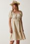 Women's Cream Carmen Collar Belted Summer Muslin Dress MX00157 - 4