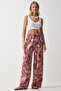 Women's Peach Patterned Flowing Viscose Palazzo Trousers EN00606 - 2