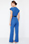 Indigo Belted Double Breasted Collar Wide Leg Woven Jumpsuit TWOSS21TU0004 - 6