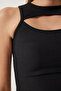 Women's Black Cut Out Detailed Ribbed Crop Knitted Blouse KH00089 - 4