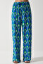 Women's Blue Green Patterned Flowing Viscose Palazzo Trousers EN00606 - 3
