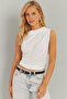 Woman's White Drawstring Blouse YZ625 - 3