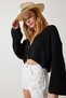 Women's Black V-Neck Seasonal Crop Knitwear Cardigan MC00255 - 3