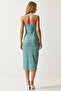 Women's Water Green White Floral Slit Summer Knitted Dress CI00029 - 5