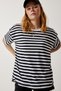 Woman's Black Crew Neck Striped Oversize Knitted T-Shirt EN00609 - 3