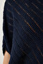 Women's Navy Blue Screen Bat Knit Blouse YU00013 - 5