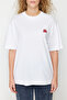 Beyaz %100 Pamuk Nakışlı Oversize/Geniş Kalıp Bisiklet Yaka Örme T-Shirt TWOSS24TS00102 - 4