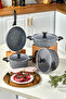 Mastercook 7-Piece Granite Cookware Set Gray