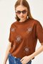 Women's Bitter Brown Eye Printed T-Shirt with Foam Detail TSH-19000770 - 3