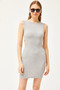 Women's Gray Side Cut Out Detailed Lycra Mini Dress ELB-19001815 - 2